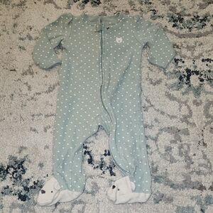 Carter's Mint Green Baby Footie with Bear Accents Double Way Zipper